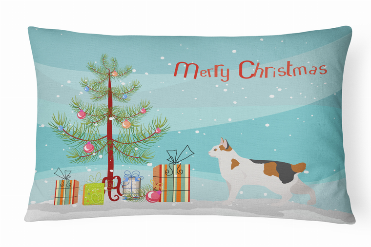 Caroline's Treasures Cat Art/Merry Christmas Canvas Fabric Decorative Pillow, Canvas, 12x16 Inches, Festive Accent