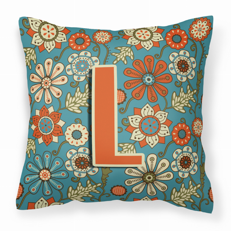 Carolines Treasures Monogram Letter Flowers Fabric Decorative Pillow, 14 Inch, Polyester - Accent Cushion