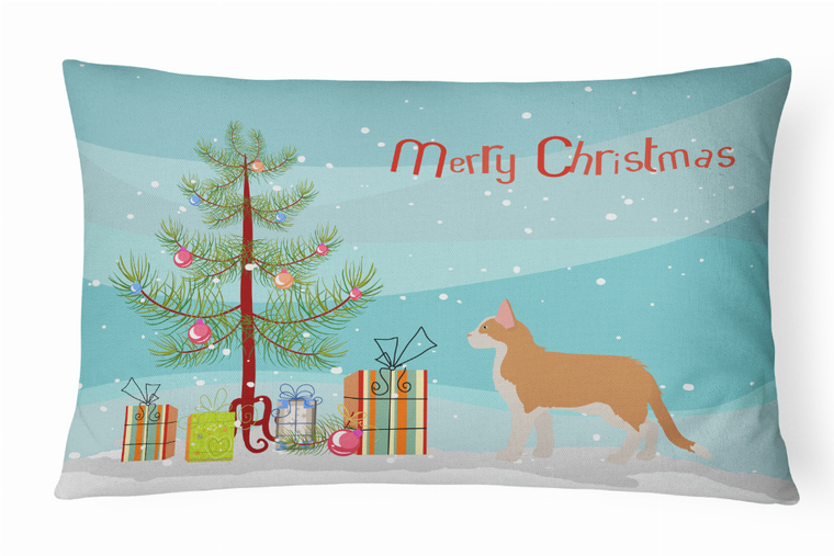 Carolines Treasures Cat Art/Merry Christmas Canvas Fabric Decorative Pillow, 12x16 Inches, Canvas Material, Festive Decor