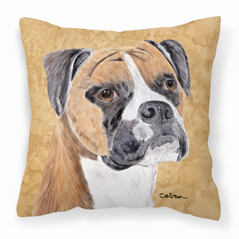 Carolines Treasures Wipe Your Paws Dog Art Fabric Decorative Pillow, 14x14 Inches, Polyester, cozy adorable