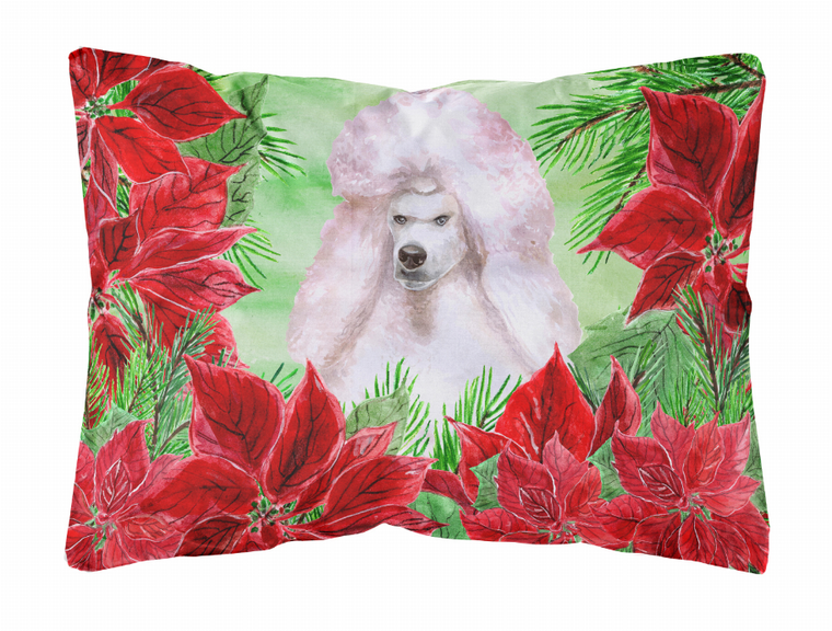 Poinsettas Dog Art Canvas Fabric Decorative Pillow - 652259193516