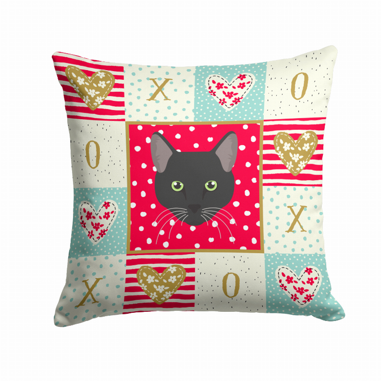 Carolines Treasures, Inc Cat Face Love Fabric Decorative Pillow, 14x14 Inches, Polyester