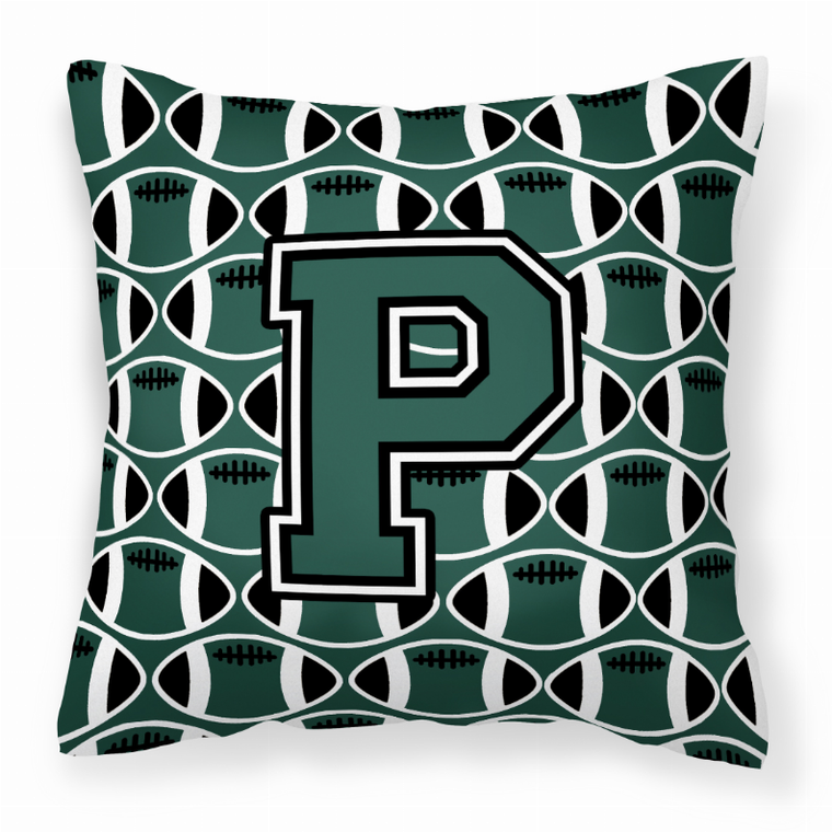 Caroline's Treasures Monogram Letter Football Fabric Decorative Pillow, 14 Inch, Polyester 
