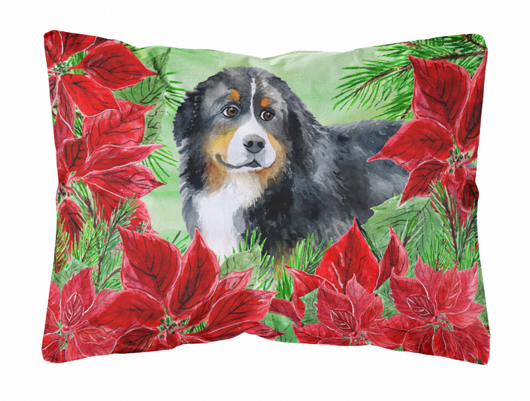 Poinsettas Dog Art Canvas Fabric Decorative Pillow - 652259192816