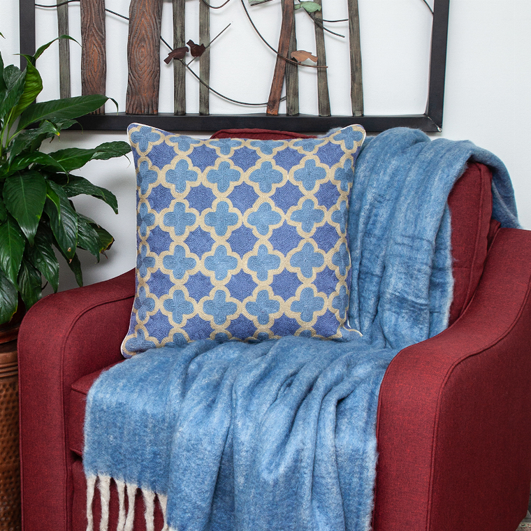 Parkland Collection Calix Accent Blue Pillow Cover With Poly Insert - 025773007377