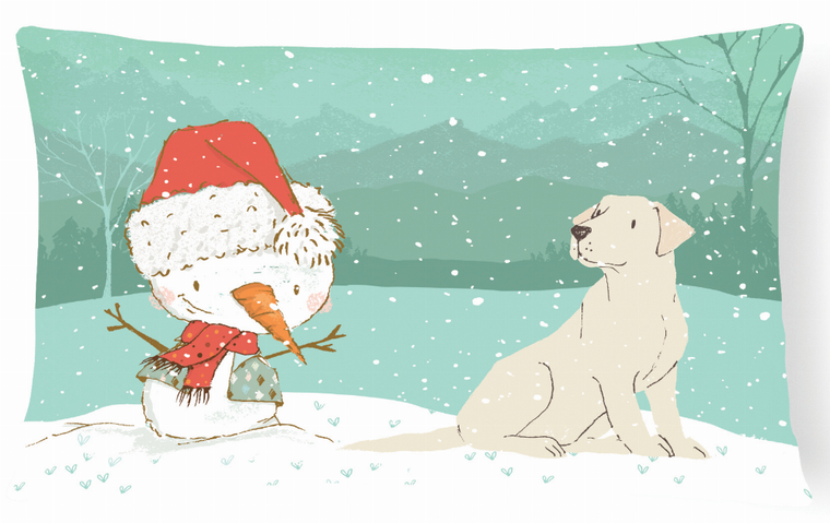 Snowman Christmas Dog Art Canvas Fabric Decorative Pillow - 652259282203