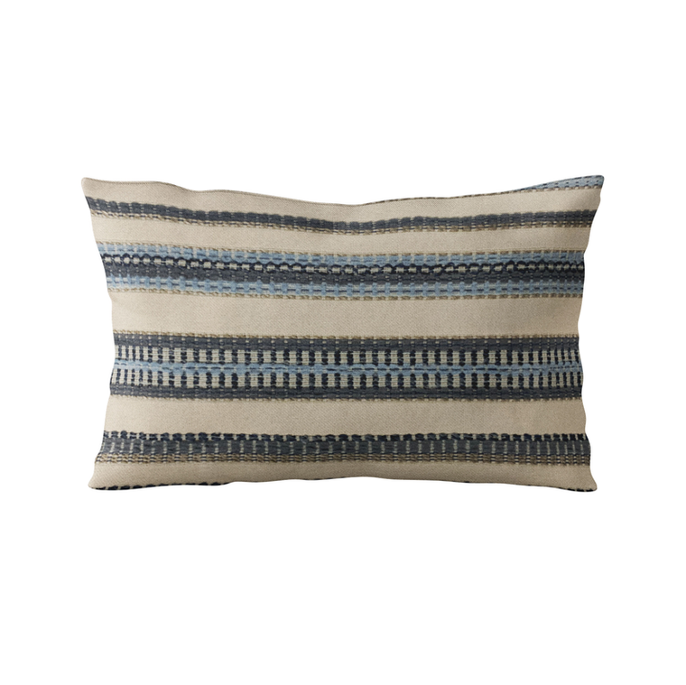 Plutus Blue, Beige Lanes Stripe Luxury Throw Pillow - 017247669310