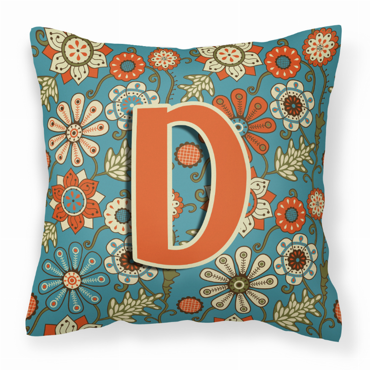 Carolines Treasures Monogram Letter Floral Polyester Fabric Decorative Accent Pillow ? 14 x 14 Inches