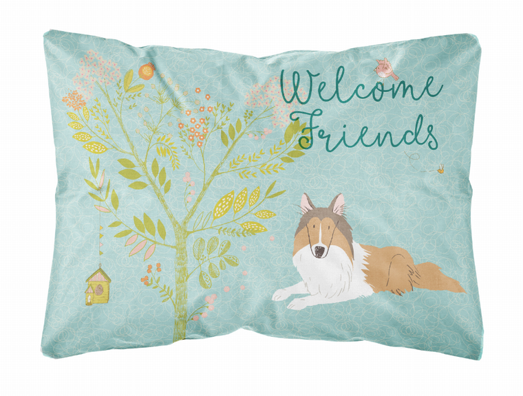 Welcome Friends Dog Art Canvas Fabric Decorative Pillow - 638508897541
