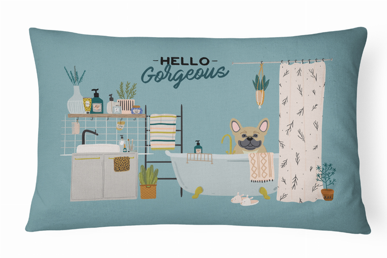 Carolines Treasures Dog in Bathtub Artwork Canvas Fabric Decorative Pillow, 12x16 Inches, Soft Stylish