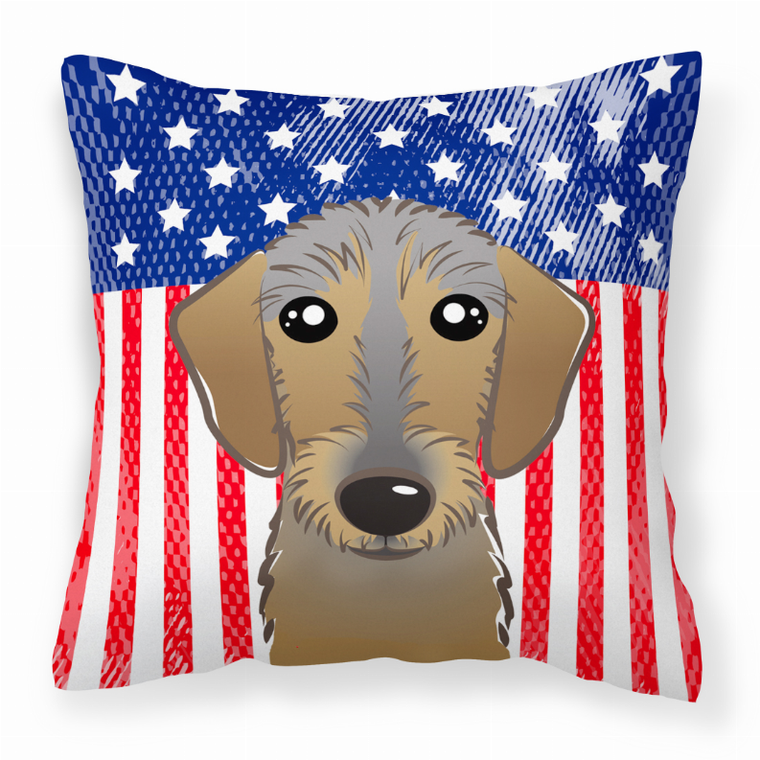 Carolines Treasures, Inc American Flag and Dog Fabric Decorative Pillow, 18 x 18 Inches, Soft Polyester
