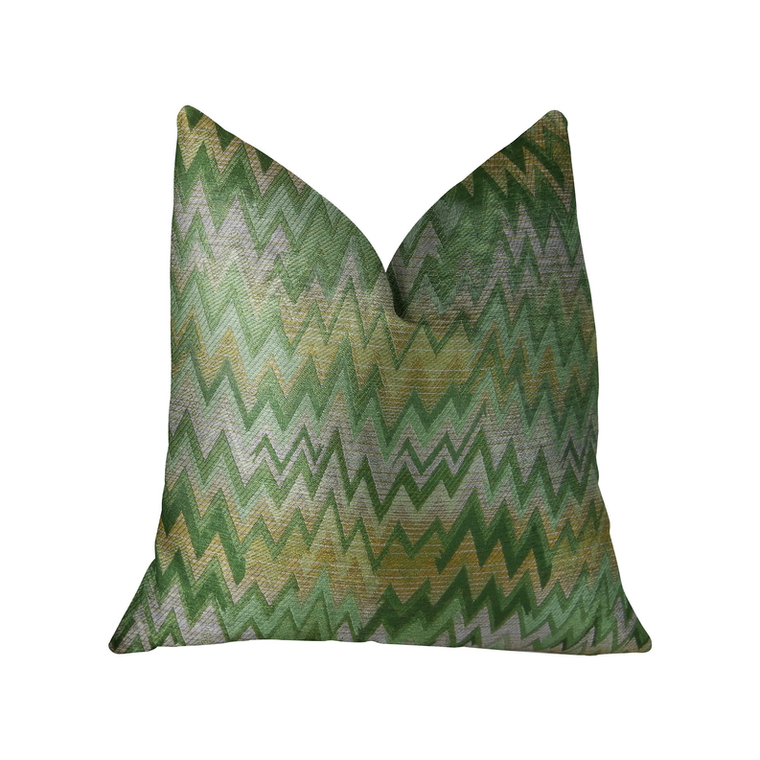 Plutus Brands Green Fair Green Citrine and Taupe Handmade Luxury Pillow, Natural Blend