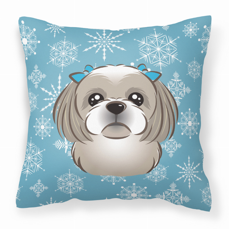 Carolines Treasures, Inc Winter Snowflake Dog Face Design Fabric Decorative Pillow, Winter Design, 14x14 Inches, Vibrant