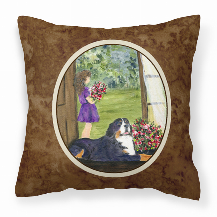 Carolines Treasures Portrait Artwork with Dog Brown Fabric Decorative Pillow, Brown  Luxury Dog Pillow
