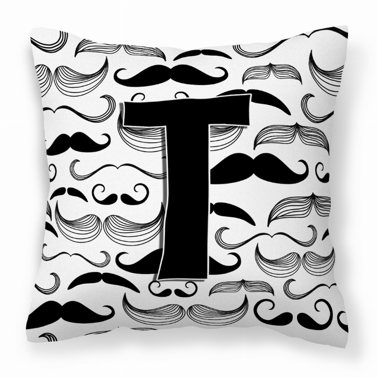 Carolines Treasures Monogram ?M? Moustache Decorative Fabric Throw Pillow ? 14 x 14 Inch Acc