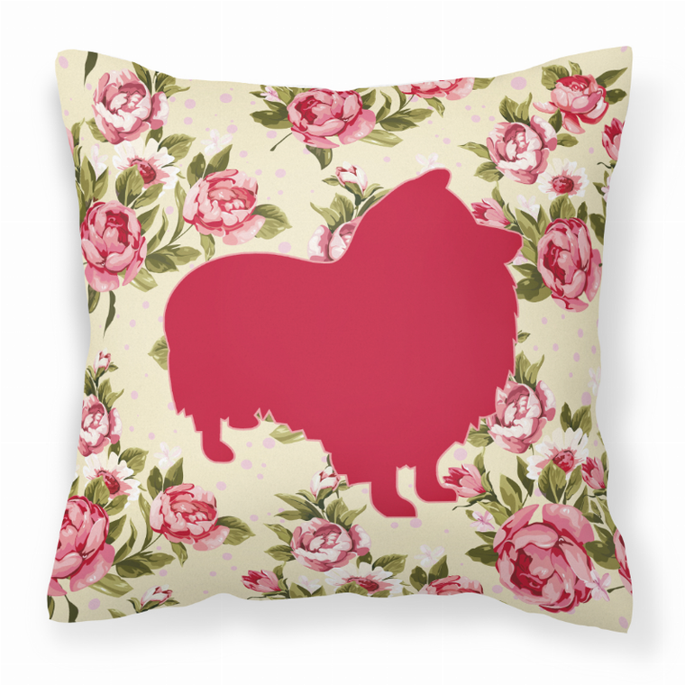 Dog Silhouette Shabby Chic Roses Fabric Decorative Pillow - 638508358288