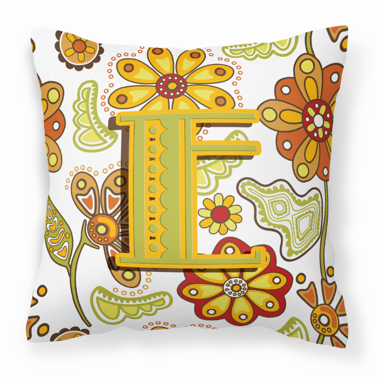 Carolines Treasures Monogram Letter Floral Fabric Decorative Pillow, 14 Inch, cheerful, bright