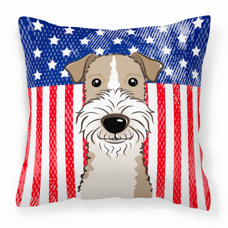 Carolines Treasures, Inc American Flag and Dog Fabric Decorative Pillow, Indoor Outdoor, 18 x 18 Inches 