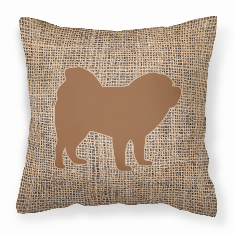 Carolines Treasures Dog Silhouette Burlap Fabric Decorative Pillow, Burlap, 14x14 Inches  Plush Throw Pillow