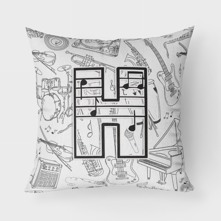 Letter Musical Note Letters Fabric Decorative Pillow - 615872980970