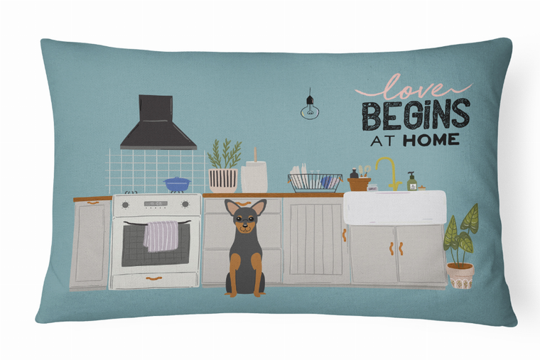 Carolines Treasures Dog Kitchen Scene Art Canvas Fabric Decorative Pillow, Soft Cute