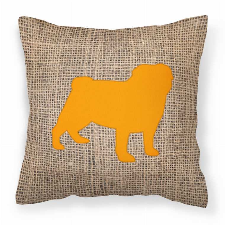 Carolines Treasures Dog Silhouette Burlap Fabric Decorative Pillow, Blue-Orange, 14x14 Inches, Stylish Sofa Accent