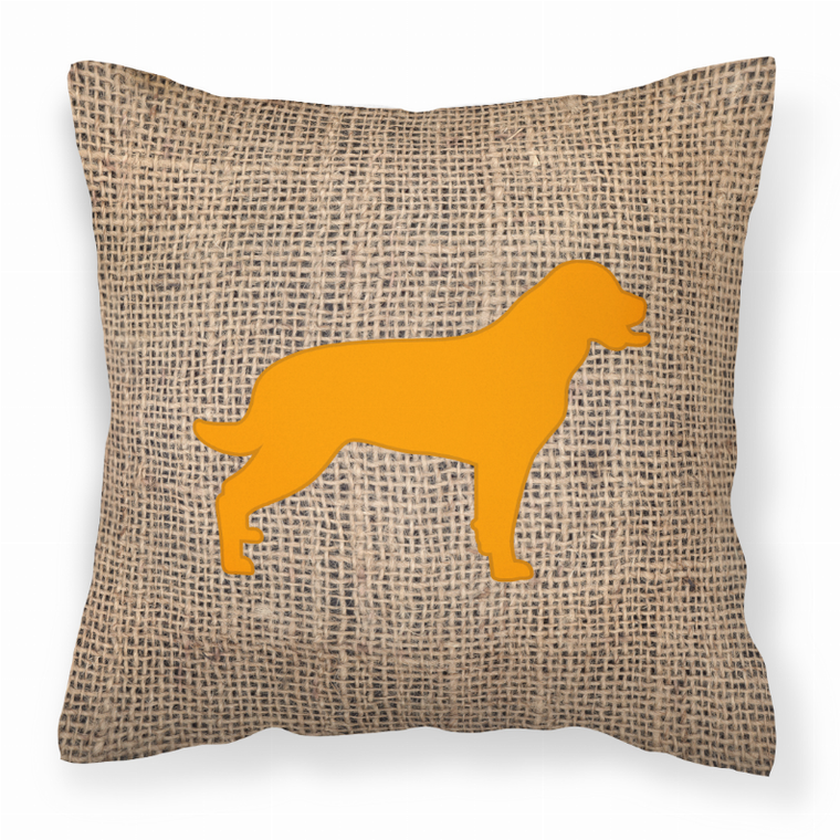 Carolines Treasures, Inc Dog Silhouette Burlap Fabric Decorative Pillow, Blue-Orange, 14x14 Inches, Soft Decorative Cushion
