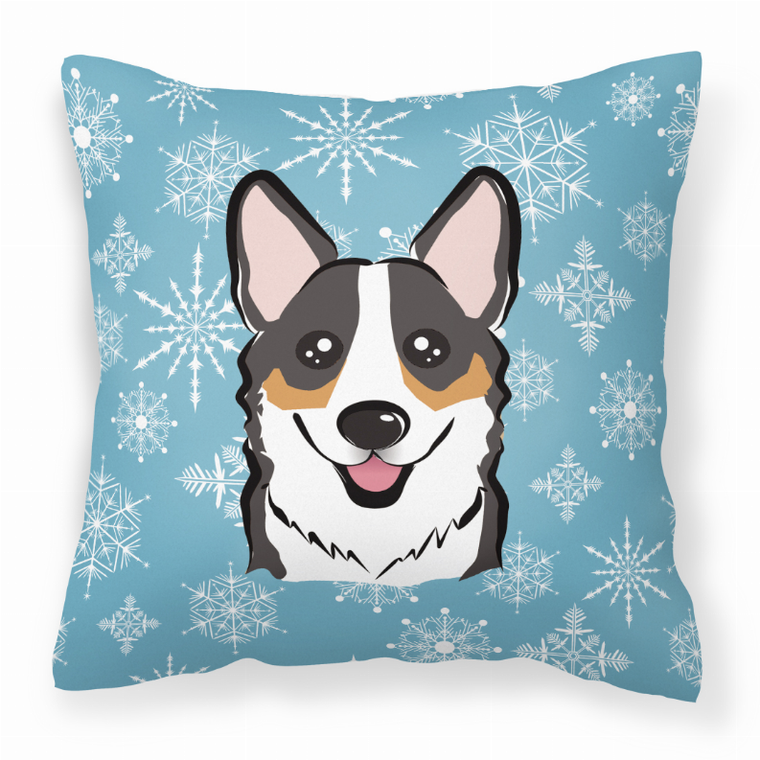 Carolines Treasures, Inc Winter Snowflake Dog Face Design Fabric Decorative Pillow, 14x14 Inches, Polyester, Bright