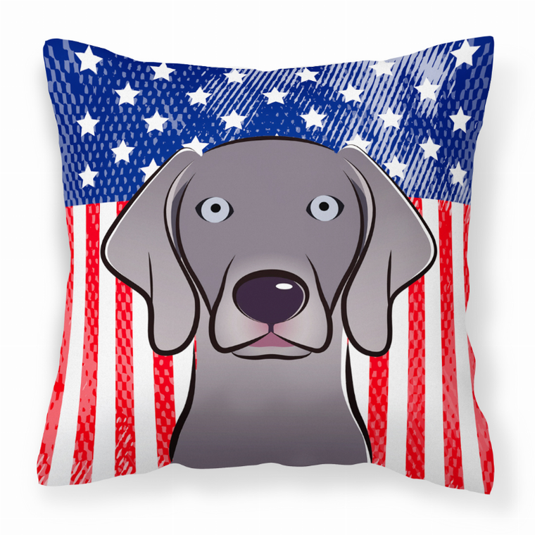 Carolines Treasures American Flag and Dog Fabric Decorative Pillow, Polyester Fabric, 18x18 Inches