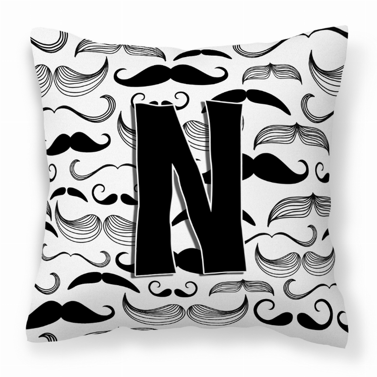 Caroline's Treasures Monogram "M" Moustache Decorative Pillow, 14?14 Inch Polyester