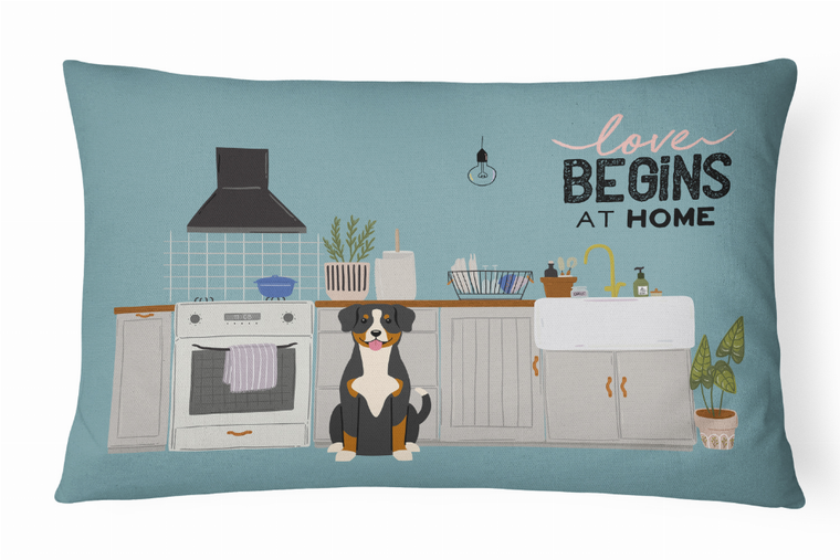 Carolines Treasures Dog Kitchen Scene Art Canvas Fabric Decorative Pillow, Canvas, 12x16 Inches, Cozy Cute     