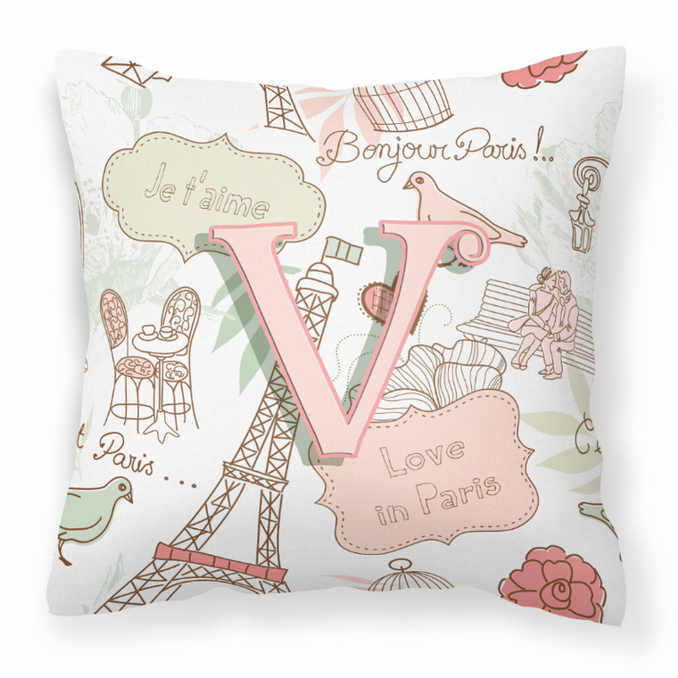 Monogram Letter Love in Paris Pink Fabric Decorative Pillow - 615872975938
