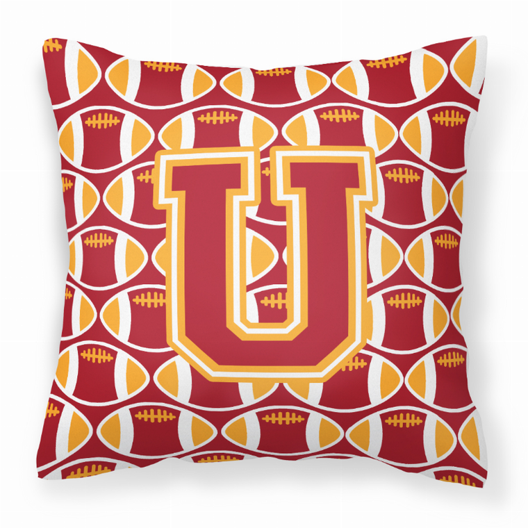Monogram Letter Football Fabric Decorative Pillow - 638508323545