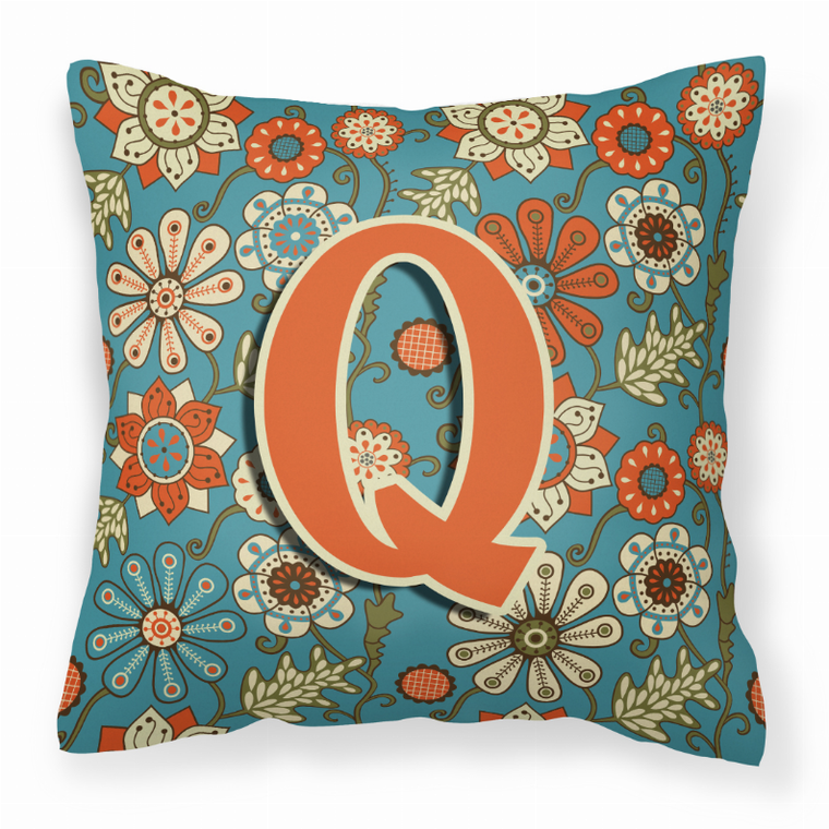 Monogram Letter Flowers Fabric Decorative Pillow - 615872978472