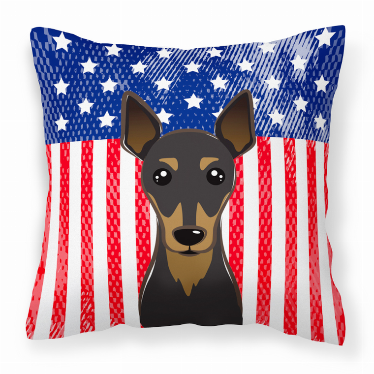 Carolines Treasures USA Design with Dog Fabric Decorative Pillow, 14x14 Inches, Durable Polyester Fabric