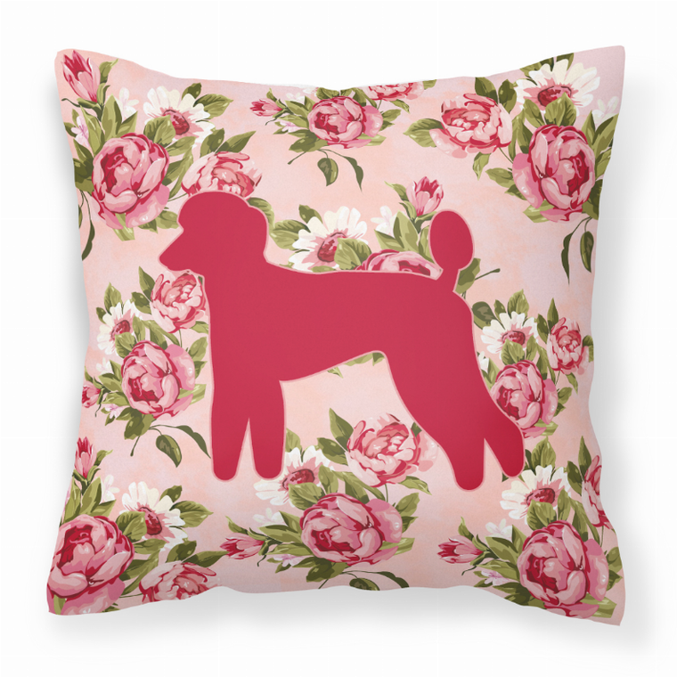 Carolines Treasures Dog Silhouette Shabby Chic Roses Fabric Decorative Pillow, 14x14 Inches, Polyester 