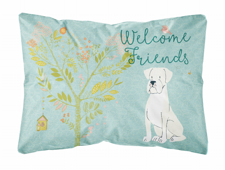 Welcome Friends Dog Art Canvas Fabric Decorative Pillow - 638508897503