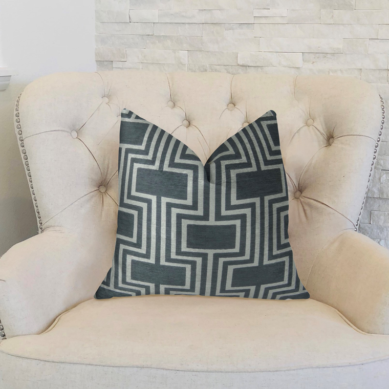 Plutus Brands Argyle Square Black and White Handmade Luxury Pillow, Graphic Style
