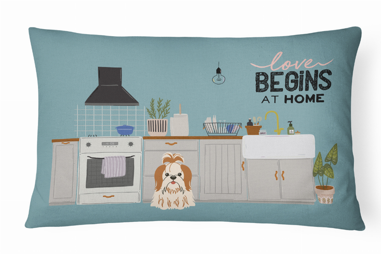 Dog Kitchen Scene Art Canvas Fabric Decorative Pillow - 194030364765