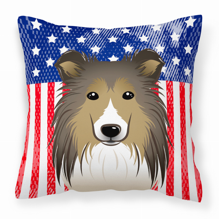 Carolines Treasures, Inc American Flag and Dog Fabric Decorative Pillow, 18 x 18 Inches, Polyester