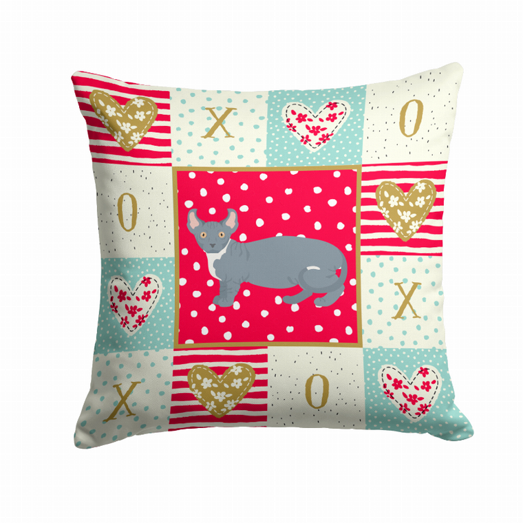 Carolines Treasures Cat Print Love Fabric Decorative Pillow, 14x14 Inches, Polyester, Cute Cozy