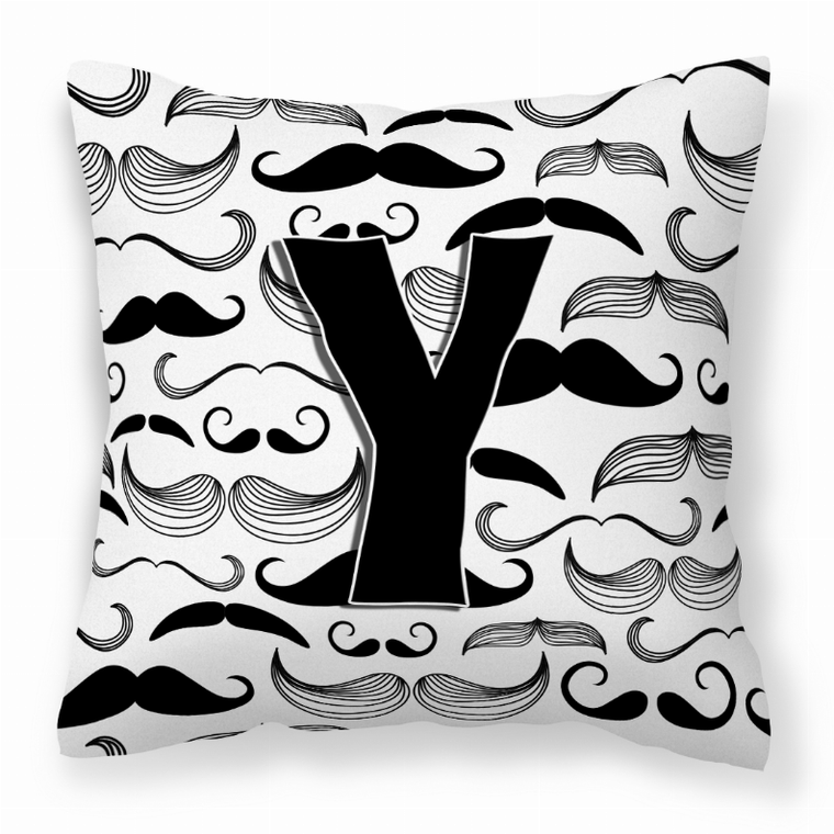 Carolines Treasures Monogram Letter Moustache Fabric Decorative Pillow, 14x14 Inches