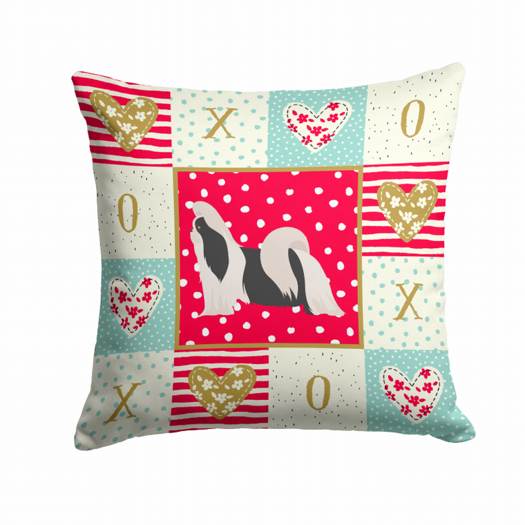 Carolines Treasures Love Design with Dog Fabric Decorative Pillow, 14x14 Inches, 100% Polyester, Cozy Printed