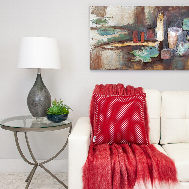 Parkland Collection Transitional Checkered White 18" x 18" Pillow - 025773022141