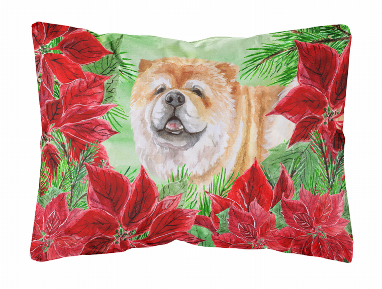 Poinsettas Dog Art Canvas Fabric Decorative Pillow - 652259193301