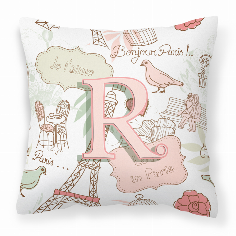 Monogram Letter Love in Paris Pink Fabric Decorative Pillow - 615872975891