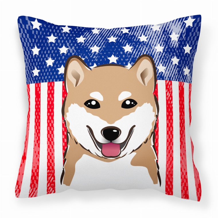 Carolines Treasures, Inc American Flag and Dog Fabric Decorative Pillow, 100% Polyester, 18 x 18 Inches
