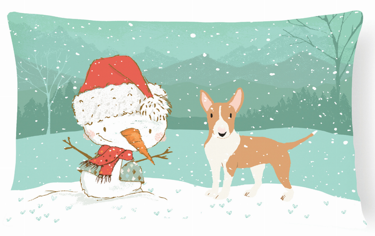 Snowman Christmas Dog Art Canvas Fabric Decorative Pillow - 652259282272