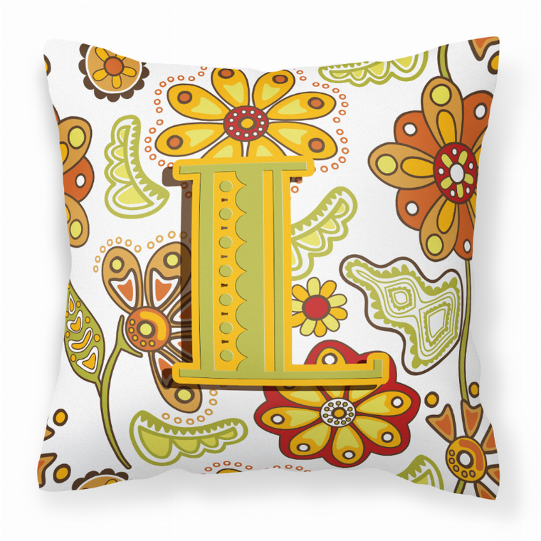 Monogram Letter Floral Fabric Decorative Pillow - 615872976096