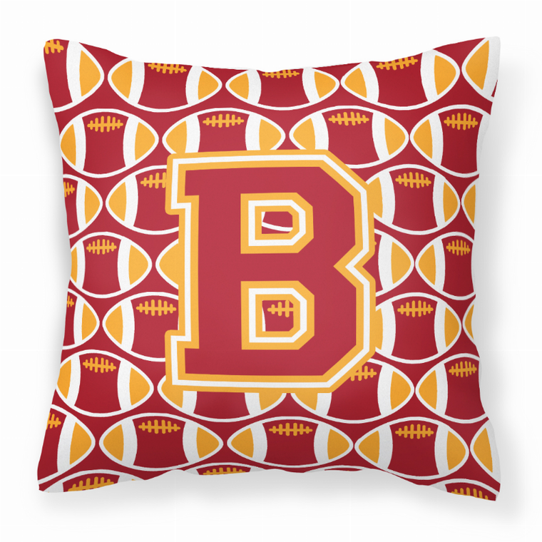 Carolines Treasures Monogram Football Throw Pillow, 14x14 Inches, Durable Home Accent